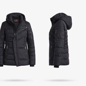 NWT TUMI Asymmetrical Zip Puffer Jacket Midweight Black